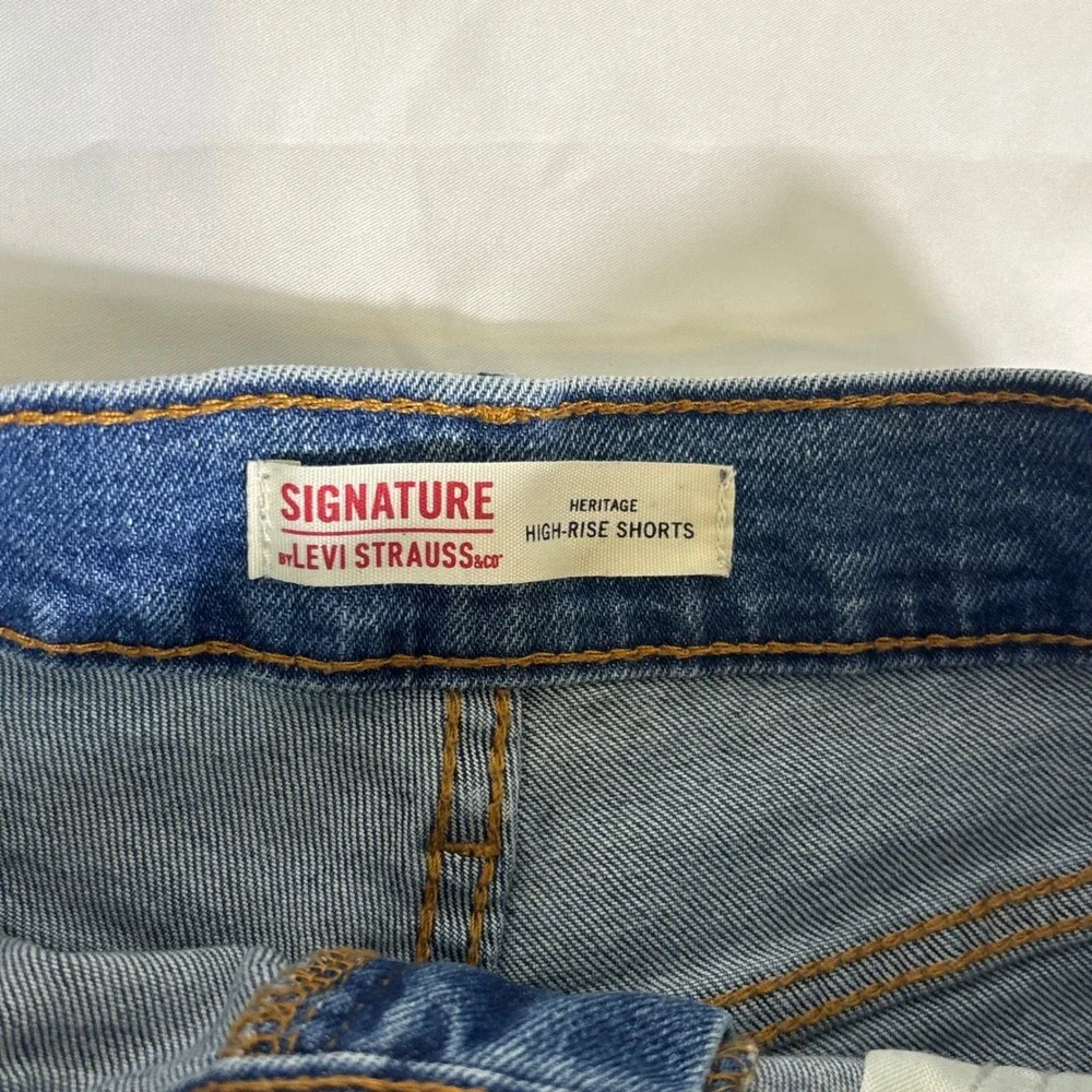 Signature by Levi Strauss Heritage High Rise Distressed Denim Shorts Medium Wash
